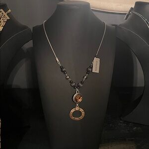 #0037.   Chico's Black and Gold Animal Print Statement Necklace